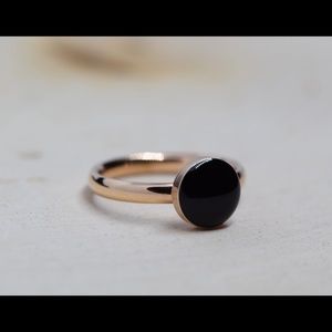 Jet Black Rose Gold Stainless Steel Ring Size 7